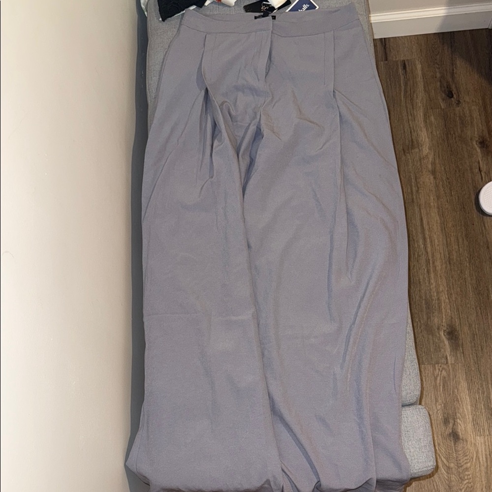 Gray Wide-Leg Trousers